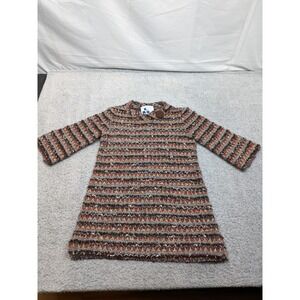 Retro Mod Knit Boho‎ Sweater Dress XS Wool Blend Textured Tunic Cottagecore USA